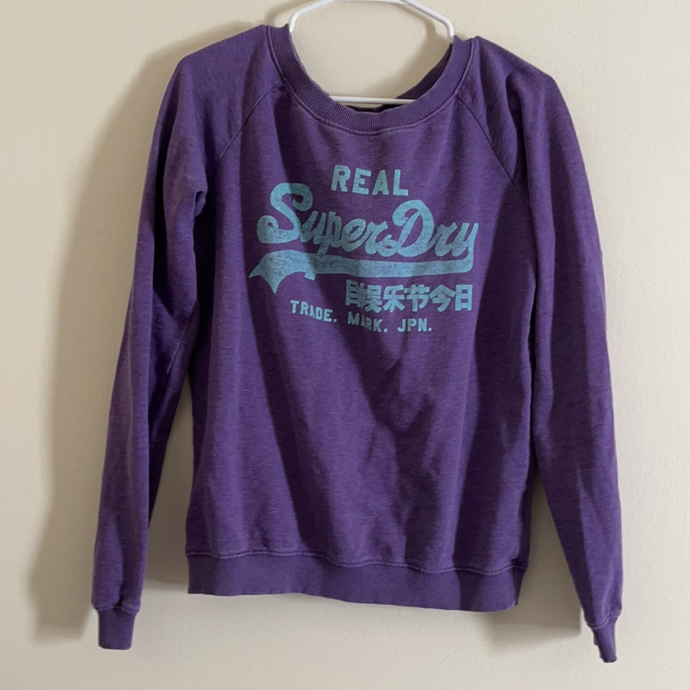 Super Dry Purple Blue Graphic Print Sweater